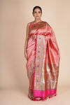 Blue & Red Pure Silk Semi Patan Patola Single Ikat Saree