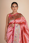 Blue & Red Pure Silk Semi Patan Patola Single Ikat Saree