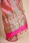 Blue & Red Pure Silk Semi Patan Patola Single Ikat Saree