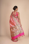 Blue & Red Pure Silk Semi Patan Patola Single Ikat Saree