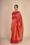 Rani Pure Mulberry Silk Kanjeevaram Meena Border Saree