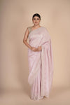 Light Peach Silk Glass Tissue Saree