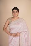 Light Peach Silk Glass Tissue Saree