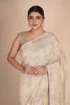 Off White Silk Glass Tissue Saree