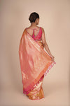 Pure Silk Peach Kanjeevaram Jaal Saree