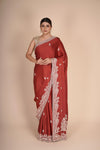 Maroon Pure Satin Silk Saree