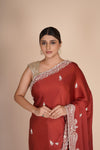 Maroon Pure Satin Silk Saree