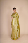 Pure Silk Sage Green Kanjeevaram Jaal Saree