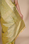 Pure Silk Sage Green Kanjeevaram Jaal Saree
