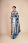 Midnight Blue Pure Mulberry Silk Kanjeevaram Saree