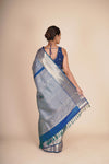 Midnight Blue Pure Mulberry Silk Kanjeevaram Saree