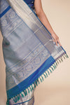 Midnight Blue Pure Mulberry Silk Kanjeevaram Saree