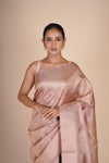 Seashell Pink Pure Mulberry Silk Kanjeevaram Saree