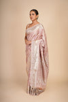 Lavender Blush Pure Mulberry Silk Tissue Saree