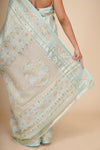 Light Blue Pure Mulberry Silk Tissue Saree