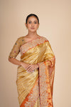 Red Gold Pure Mulberry Silk Tissue Saree