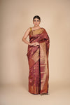 Deep Purple Pure Mulberry Silk Kanjeevaram Saree
