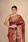 Deep Purple Pure Mulberry Silk Kanjeevaram Saree