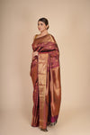 Deep Purple Pure Mulberry Silk Kanjeevaram Saree