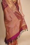 Deep Purple Pure Mulberry Silk Kanjeevaram Saree