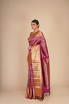 Medium Orchid Pure Mulberry Silk Kanjeevaram Saree