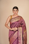 Pure Silk Purple Kanjeevaram Jaal Saree