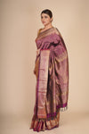 Pure Silk Purple Kanjeevaram Jaal Saree