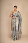 Pure Silk Turquoise Kanjeevaram Jaal Saree