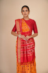 Mustard Red Silk Ikkat Patola Saree