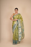 Lime Moss Pure Silk Kanjeevaram Saree
