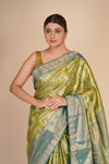 Lime Moss Pure Silk Kanjeevaram Saree