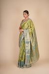Lime Moss Pure Silk Kanjeevaram Saree