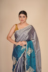 Electric Blue Pure Tissue Silk Saree