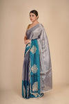 Electric Blue Pure Tissue Silk Saree