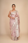 Lavender Blush Pure Mulberry Silk Tissue Saree