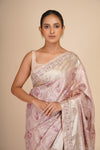 Lavender Blush Pure Mulberry Silk Tissue Saree