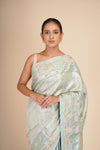 Light Blue Pure Mulberry Silk Tissue Saree