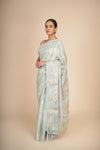 Light Blue Pure Mulberry Silk Tissue Saree