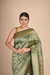 Handwoven Green Banarasi Katan Pure Silk Saree