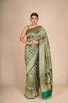 Handwoven Green Banarasi Katan Pure Silk Saree
