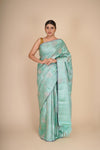 Sea Green Pure Mulberry Silk Designer Kanjeevaram Saree