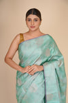 Sea Green Pure Mulberry Silk Designer Kanjeevaram Saree